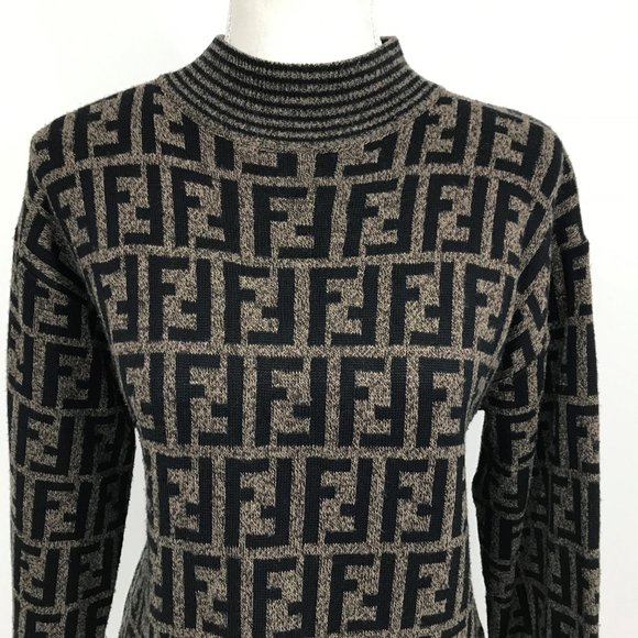 👉SOLD  Fendi Vintage Sweater Mock Neck Logo - Picture 2 of 13